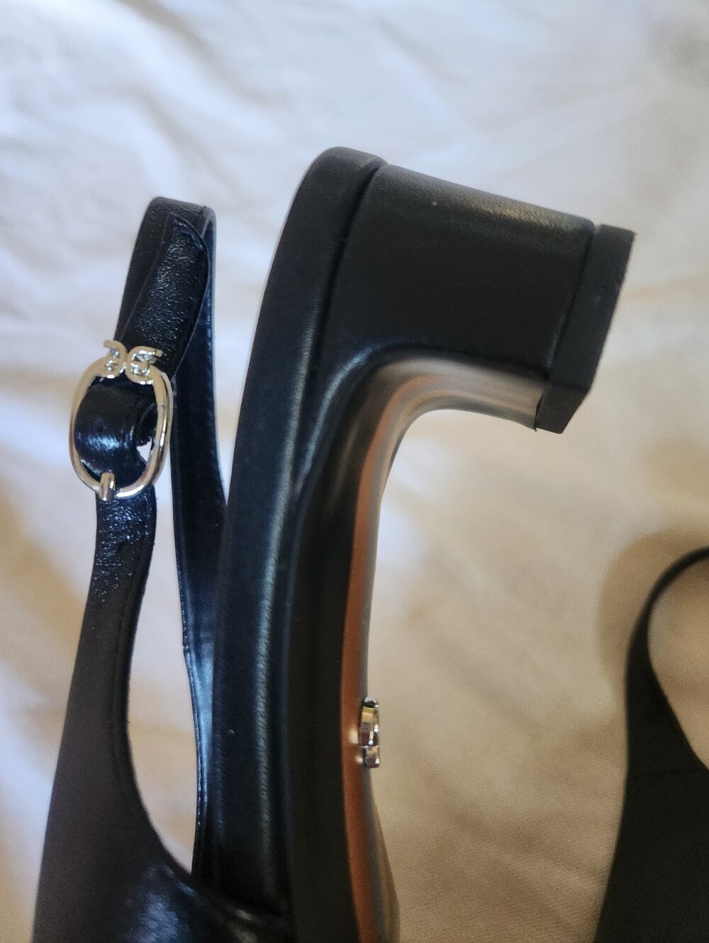 Sam Edelman Ronnie Black Leather Slingback Pointed Toe Heels Size 6 - Picture 4 of 7